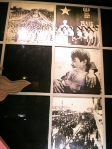 Images of victory. From Ho Chi Minh museum. The middle image is famous, a symbol of north-south unification with a mother who was in the south finally seeing her son again, who was in the north.