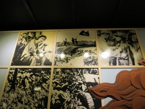Ho Chi Minh museum. The center image is the famous image of victory over the French at Dien Bien Phu.