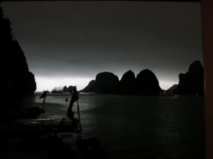 A dark storm on Ha Long Bay. Only 30 minutes of rain, thunder and lightening.