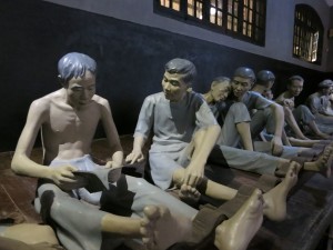 At the Hoa Lo Prison museum. Political prisoners held in shackles by the French.