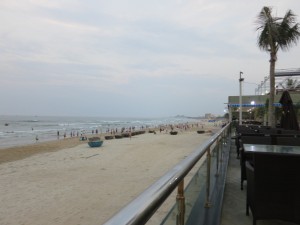 Looking south on the beach in Danang. 