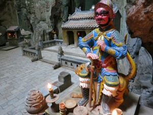 Statue as you walk into the buddhist temple, inside one of the giant caves in the Marble Mountains. Just south of Da Nang.